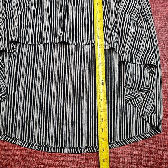 Maeve Anthropologie Black Cream Diagonal Stripe Maxi Dress XS Asymmetrical Wrap - Picture 8 of 11